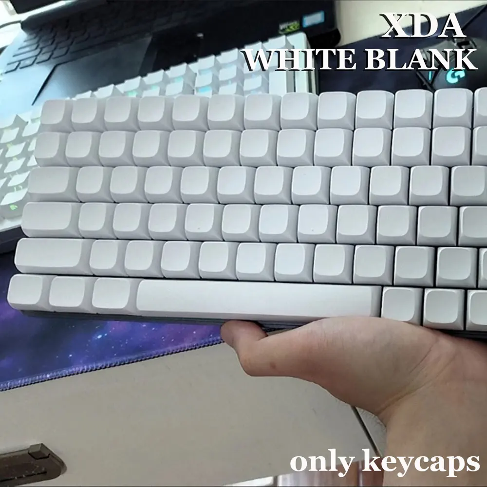 

Fynmi ANSI ISO пустые белые колпачки для клавиш XDA PBT, 61 клавиша до 125 клавиш, колпачки для клавиш с сублимационной краской для механической клавиатуры