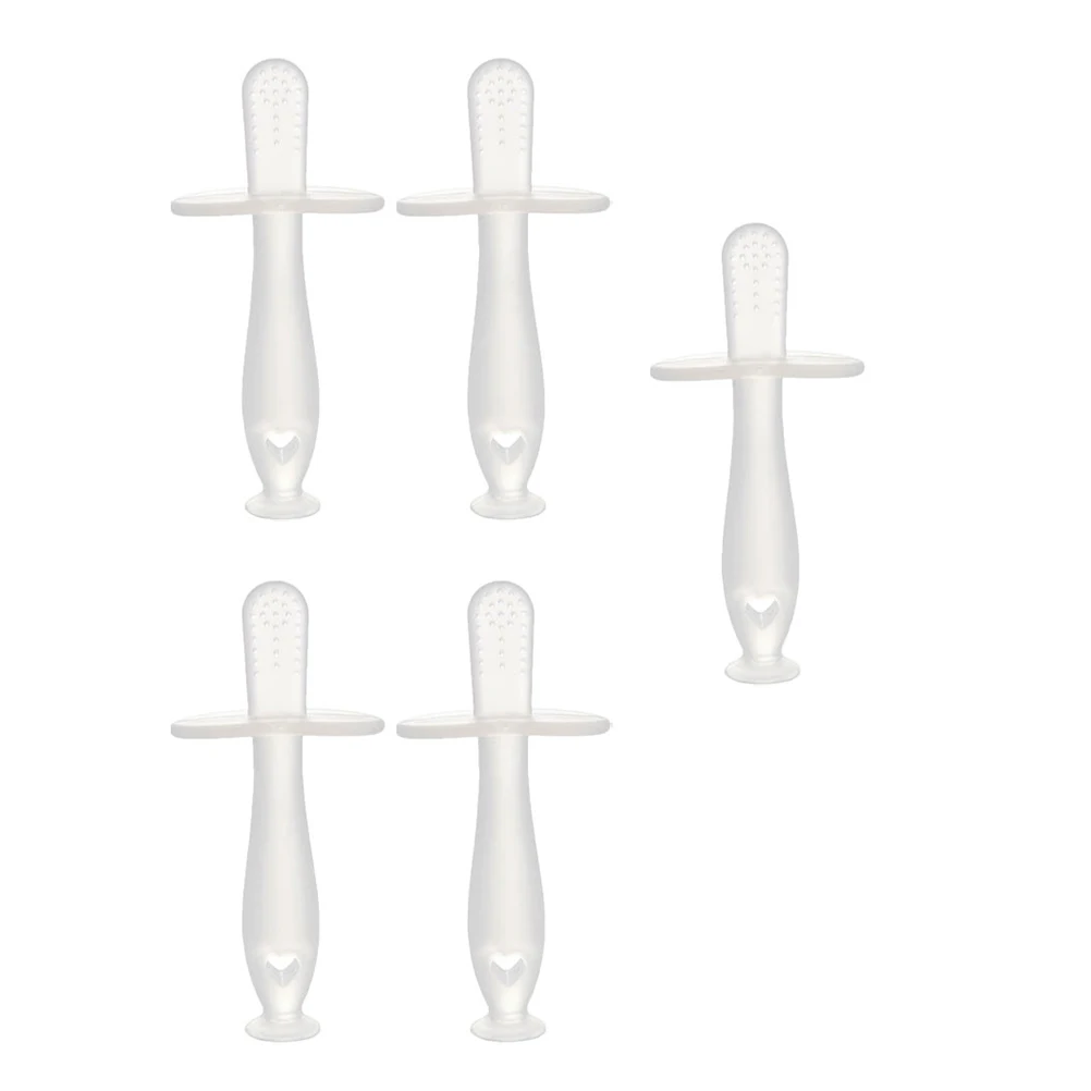 

5pcs Silicone Baby Teether Transparent Infant Molar Portable Teething Relief Chewing Training Playthings For Anxiety Reduction