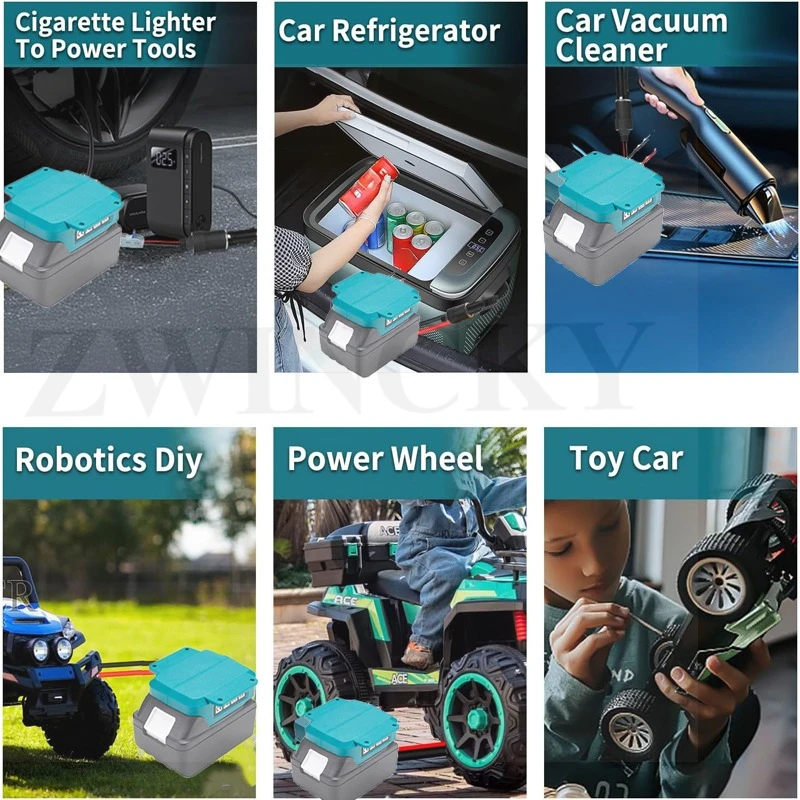 Cigarette Lighter Adapter 18V to 12V Step Down Converter For Makita/Dewal/Milwaukee/Ryobi, Battery Adapter Power Wheel Adapter