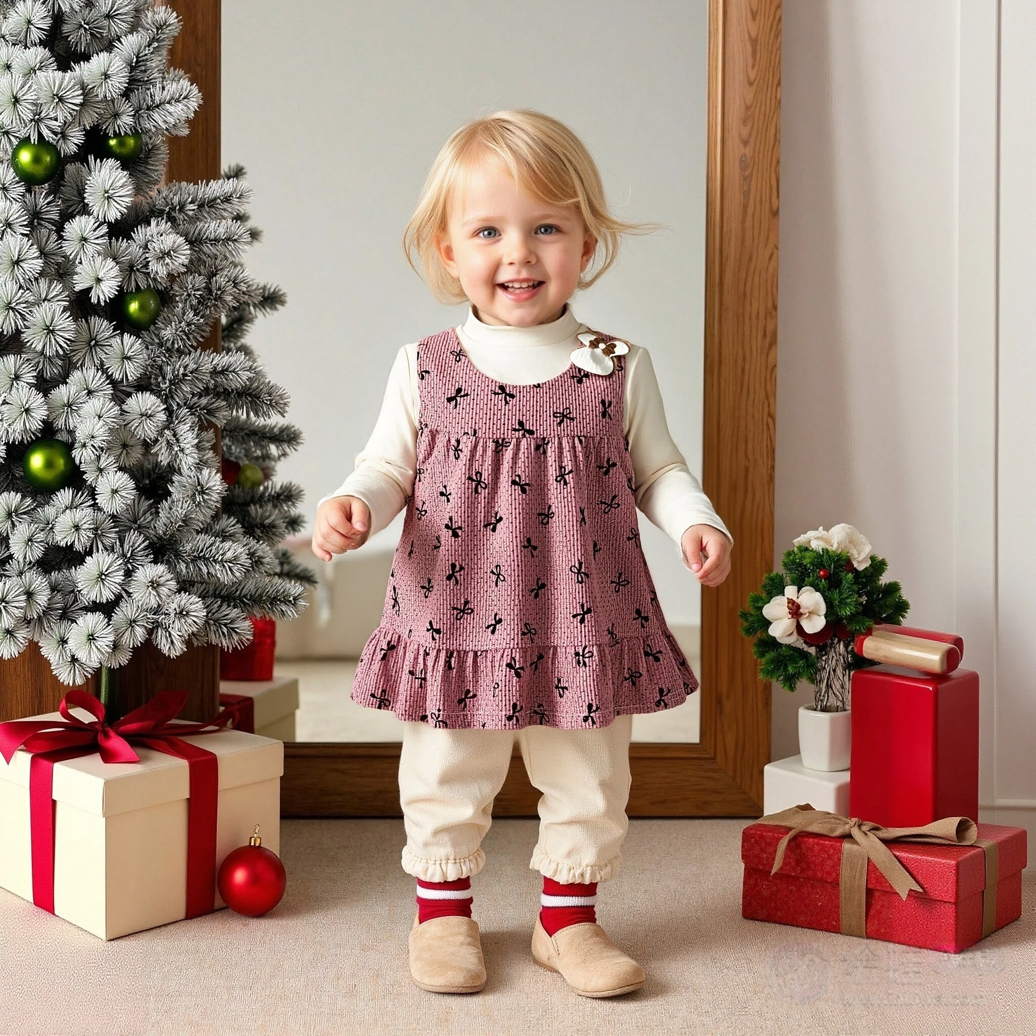 

Одежда для маленьких девочек на весну и осень, мультяшный кролик и бант, искусственное платье из двух частей для маленьких девочек, милое повседневное детское платье для девочек