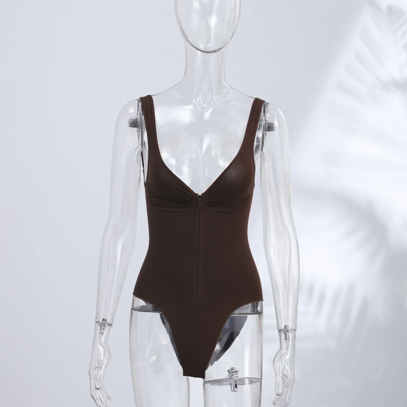 Corsé Ajustado Sexy para Mujer, Body con Cuello en V Profundo, Cremalleras, Sin Mangas, Ropa Interior Reductora, Nuevo Modelo 2026, Mono sin Espalda