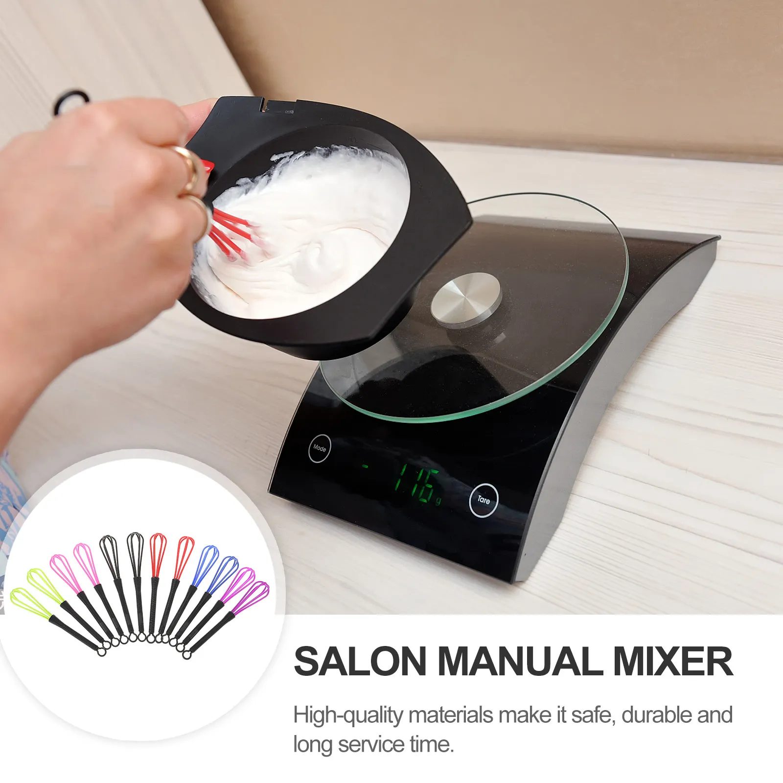 12Pcs Salon Manual Mixer Plastic Hair Color Whisk for Dye Cream Mixing Stirring Honey Egg Liquid Stylish Comfortable