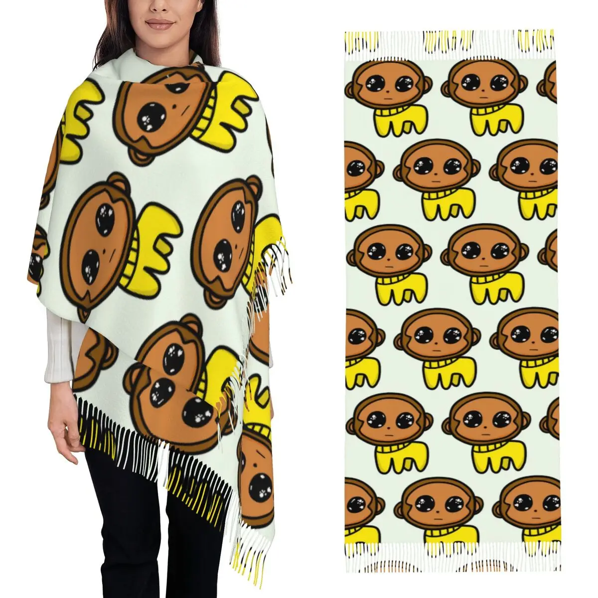 

TBH аутизм существо мем Yippee шарф шарфы с кисточками женские мягкие теплые шали и накидки длинная осенне-зимняя шаль накидка