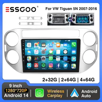 ESSGOO 9吋無線CarPlay安卓14車用立體聲收音機,適用於大眾途觀5N(2007-2016)和高爾夫Plus(2004-2013),帶GPS導航和WiFi功能 8 最佳銷售 福斯高爾夫Plus配件 - №2