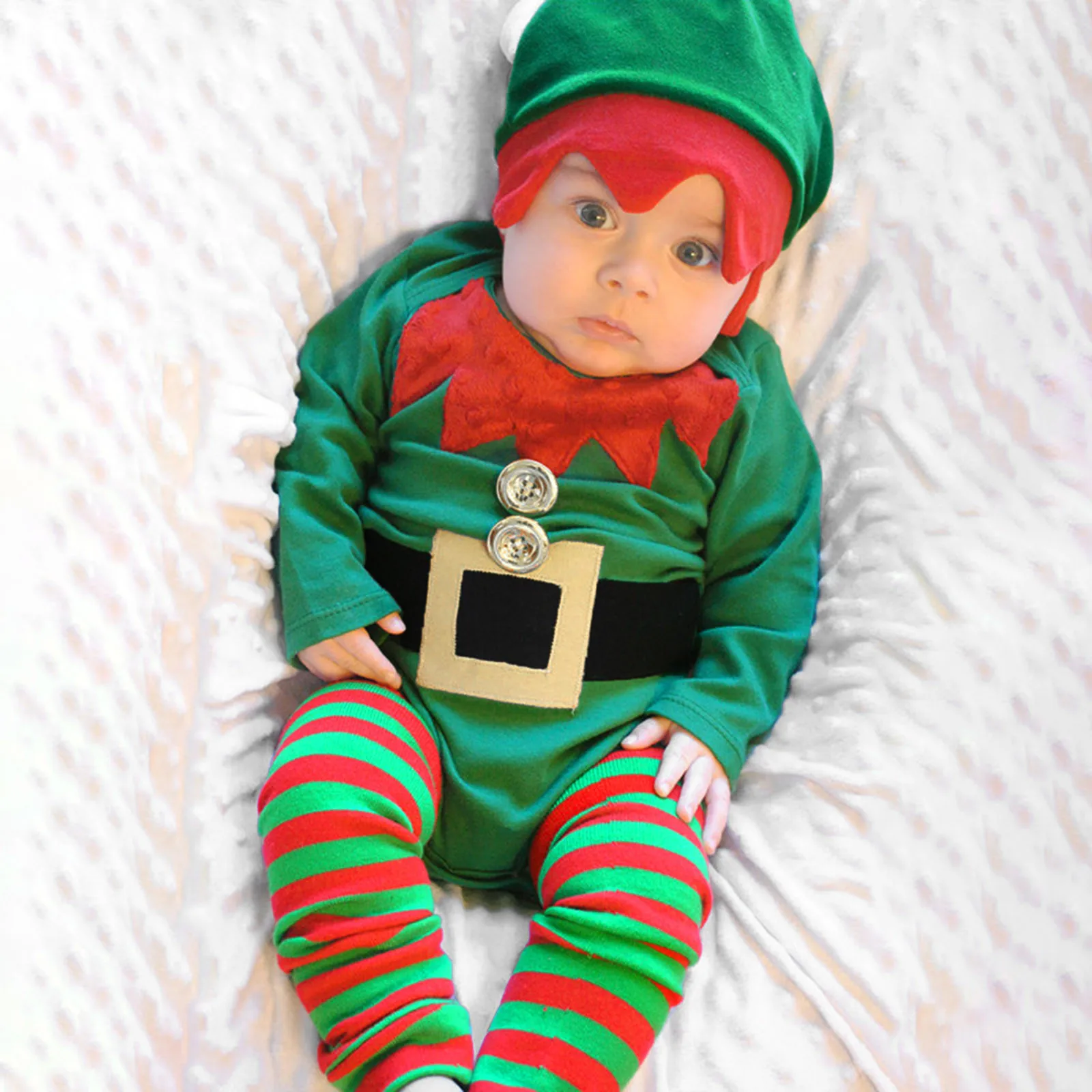 

Infant Christmas Long Sleeve Bodysuit New Boys Round Neck Warm Crawling Clothes Newborn Girls Cute Casual Party Hoodie Set 7M-3Y