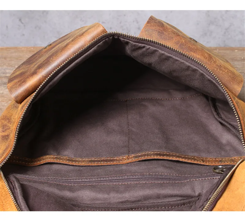 Natural genuine leather large capacity men's chest bag retro crazy horse cowhide waist pack daily casual shoulder messenger bags