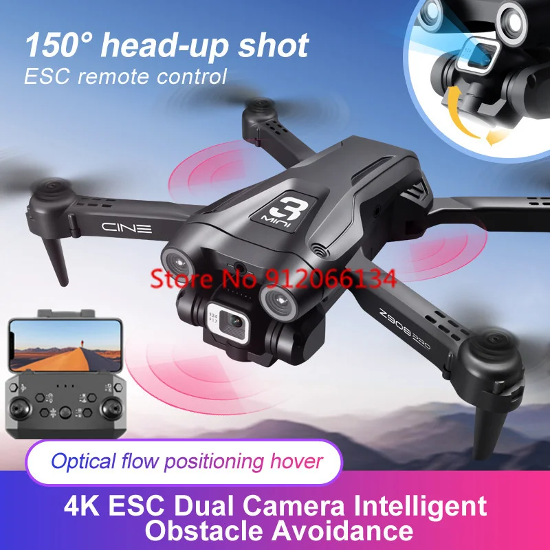 WIFI FPV MINI 4K ESC HD Dual Camera Remote Control Drone 2.4G Three-sided Obstacle Avoidance Optical Flow Hover RC Quadcopter