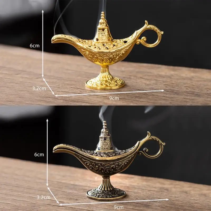 Small Metal Antique Style Incense Burner Aroma Furnace Candle Holder Indoor Home Decor Gift Durable Arabic Incense Burner