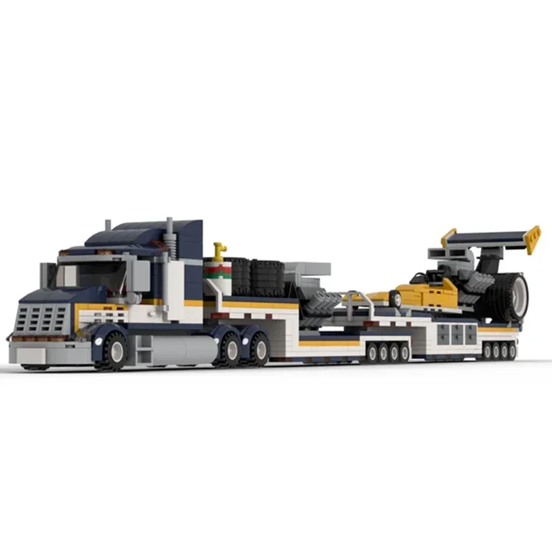 Stadt Fahrzeug Modell Moc Gebäude Ziegel Dragster Transporter Technologie Modulare Blöcke Geschenke Weihnachten Spielzeug DIY Sets Montage