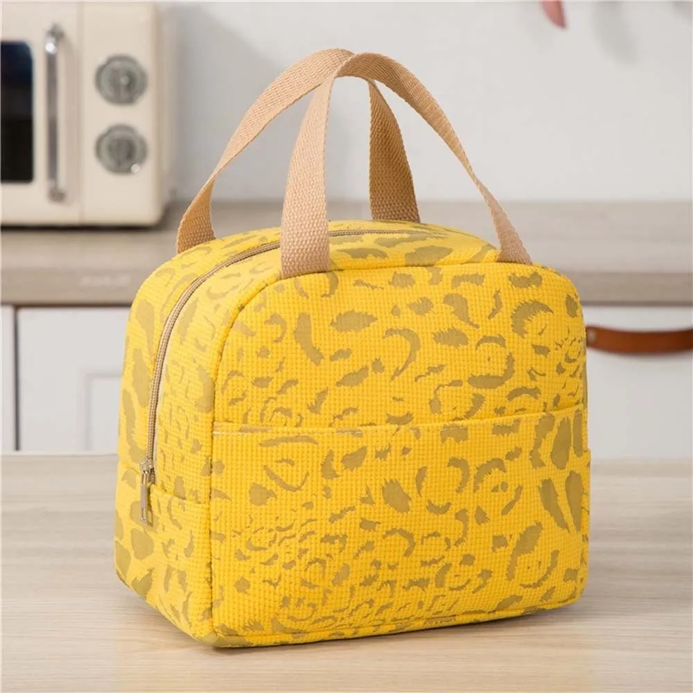 3D Aluminum Film Thermal Insulation Bag Thickened Polyester Lunch Handbag Portable Large Capacity Handheld Insulated Bag Travel