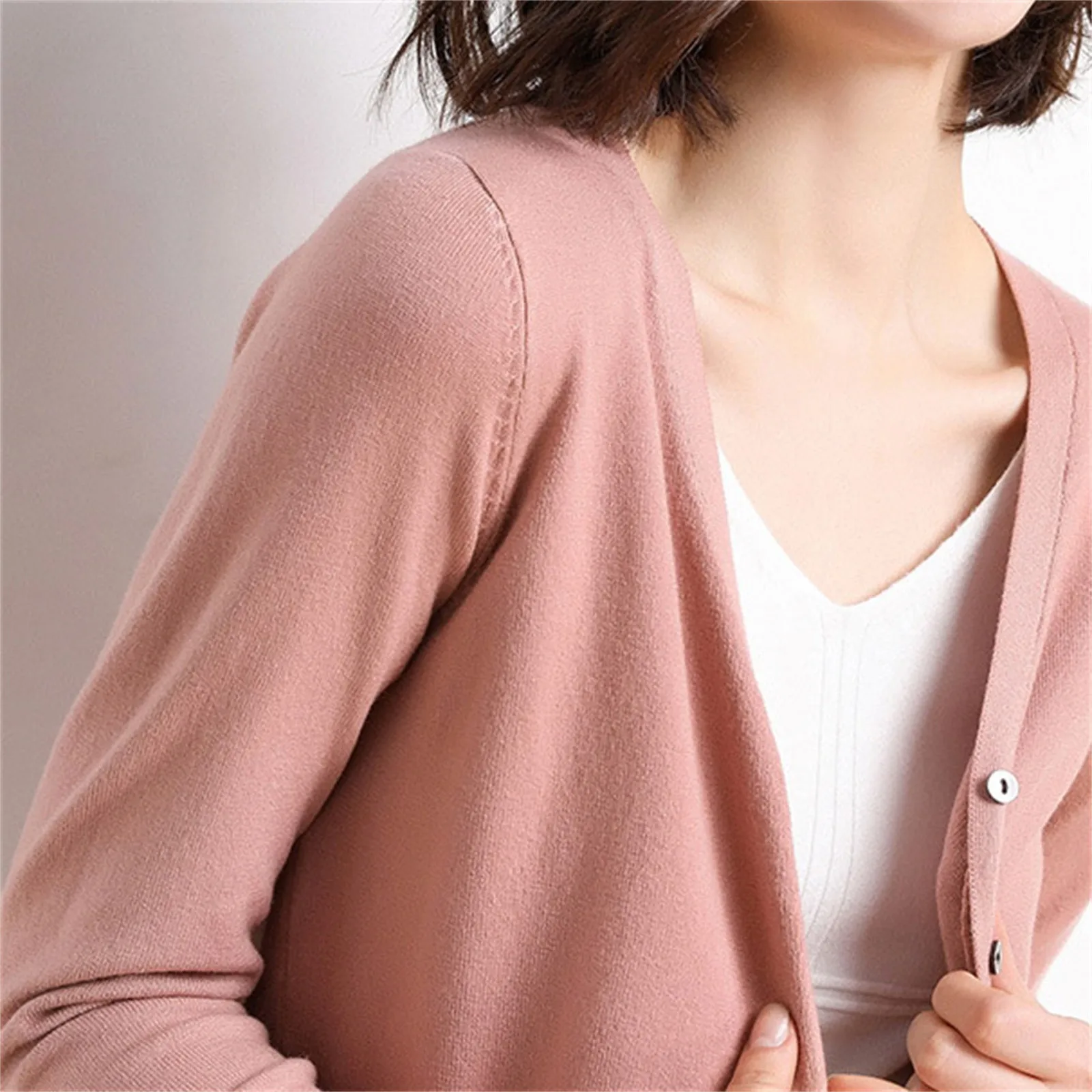 Women'S Button Knitted Soft Cardigan Coat 2024 New Knitwear Spring Autumn Leisure Loose Solid Long Sleeve V Neck Knitted Sweater