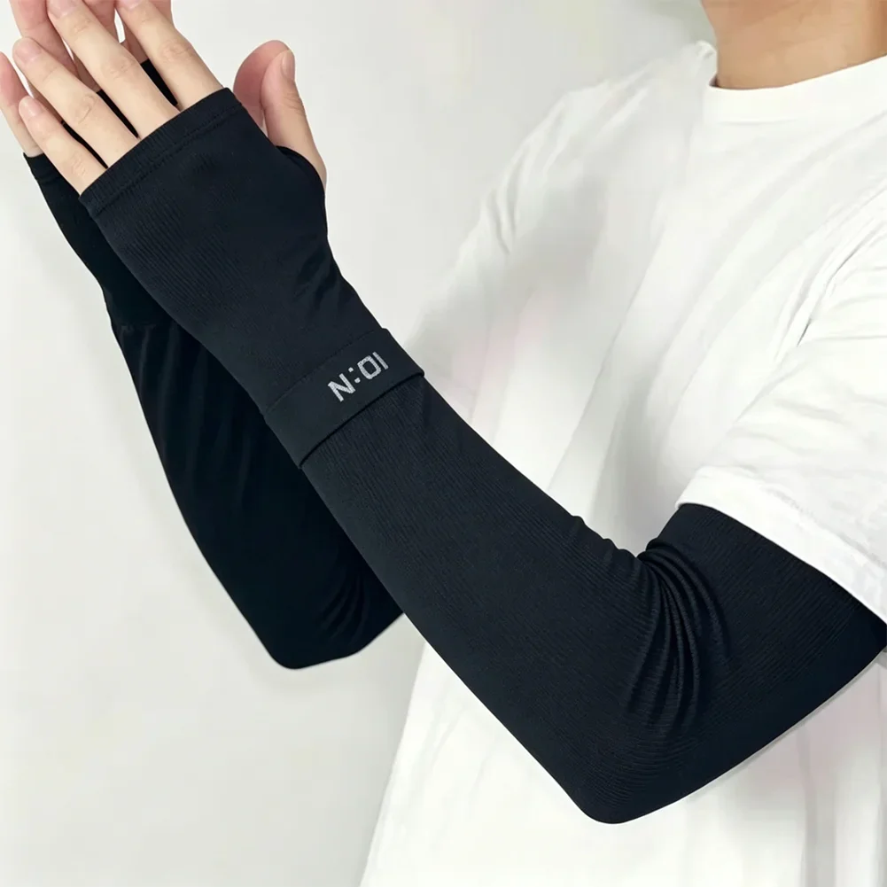 1 Par de Mangas de Braço Masculinas Refrescantes e Elásticas com Proteção Solar UV para Atividades ao Ar Livre e Condução, Leves e Novas