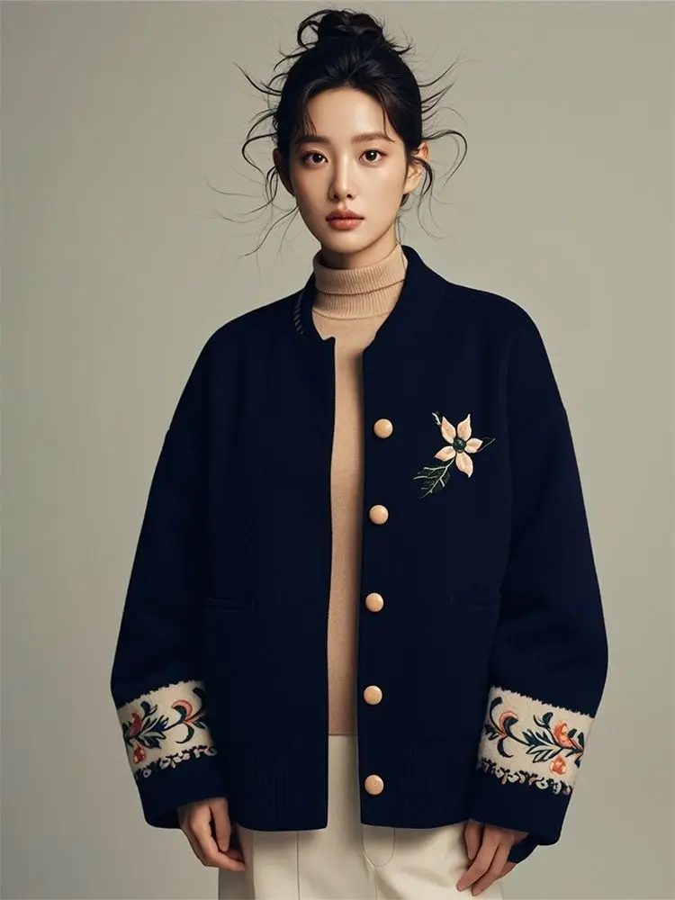 

Новый женский костюм Тан в китайском стиле, куртка, пальто, осень-зима 2025 года, модная верхняя одежда, элегантная блузка