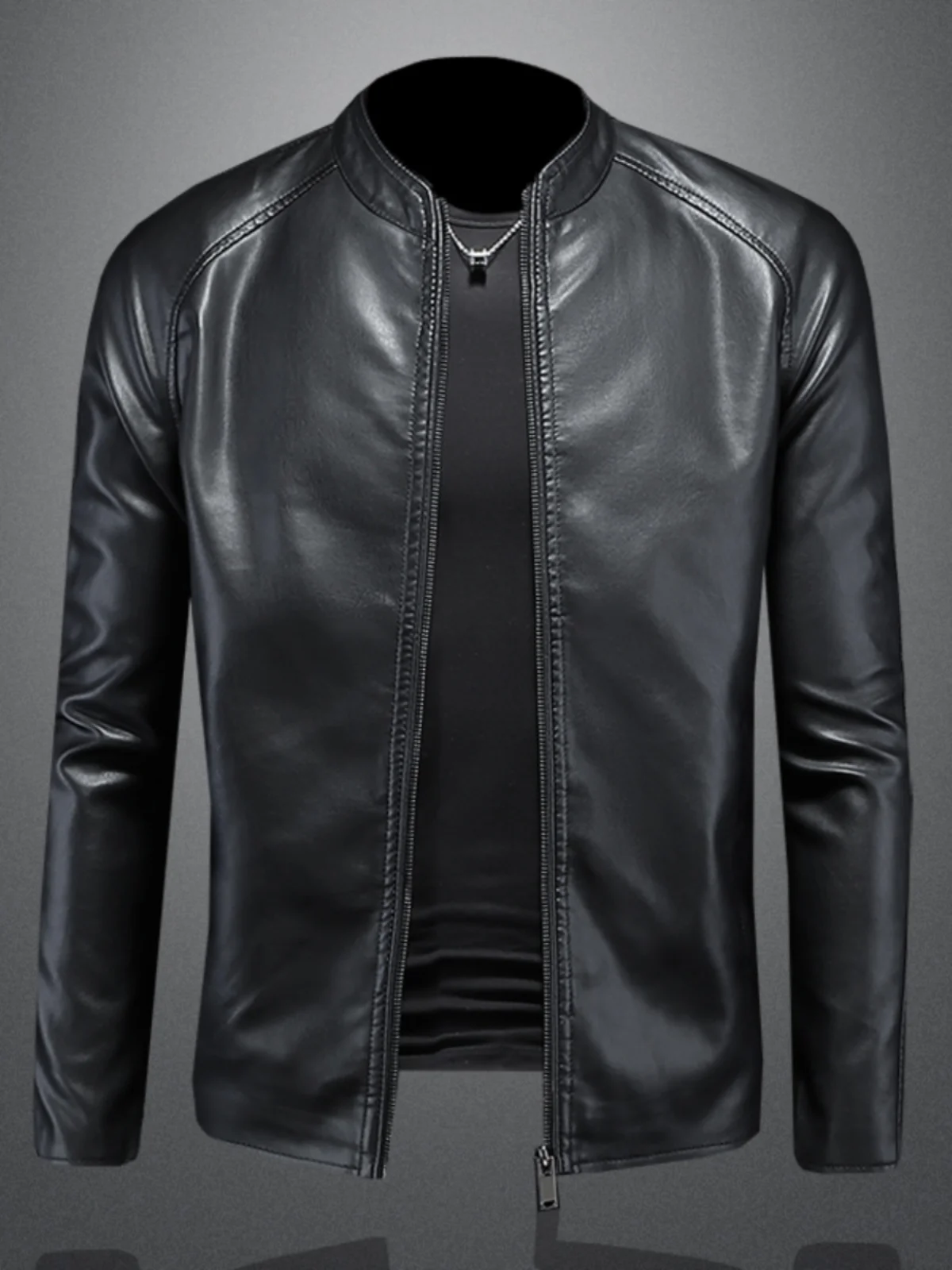 

Мужская повседневная куртка из мягкой кожи в городском стиле, мотоциклетная куртка, весна-осень, новый стиль, куртка с воротником-стойкой