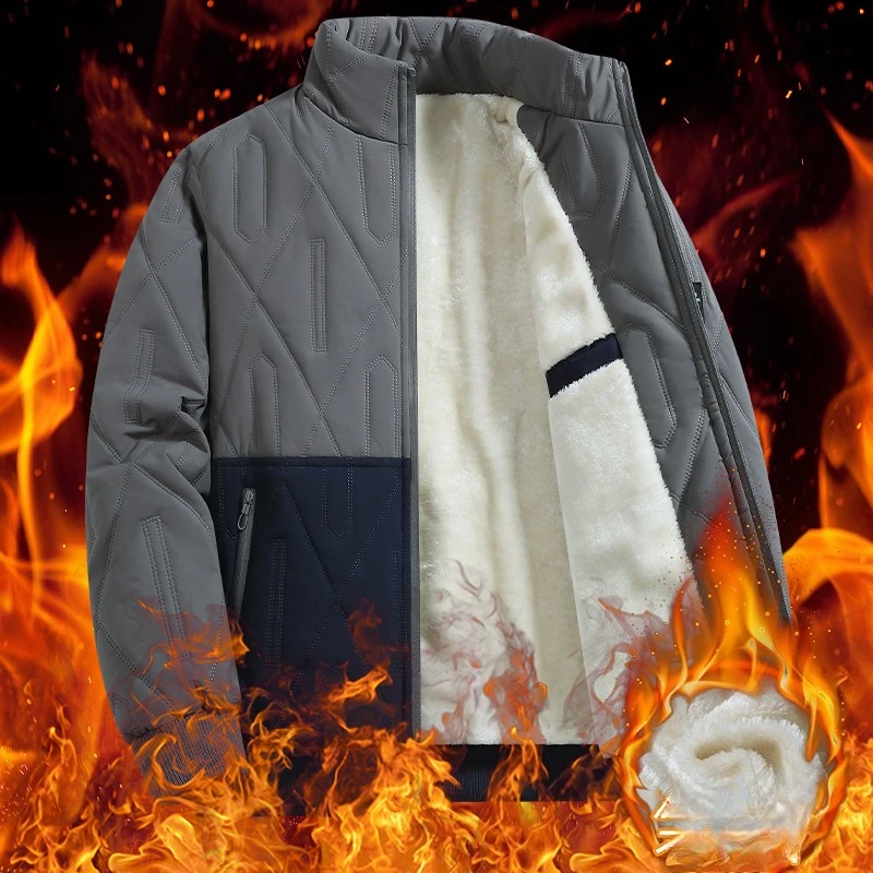 

Men's Jacket Stand Collar Mens Parka Winter New Down Jacket Fleece Warm Jackets Men Business Leisure Coat Baseball Coats