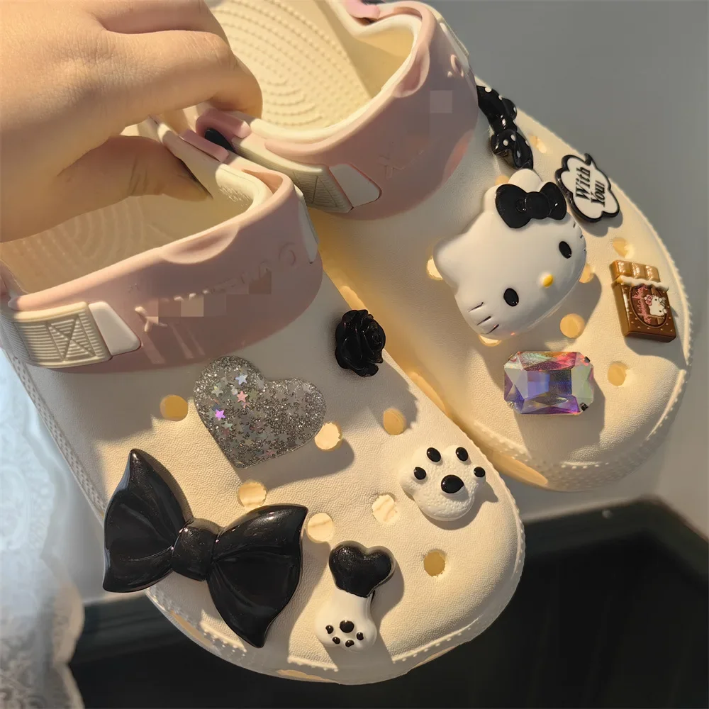 HelloKitty Sanrio Shoe Set Anime Kawaii Kuromi Cinnamoroll Crocodile Buckle Accessories Decoration Buckle Transparent Diy