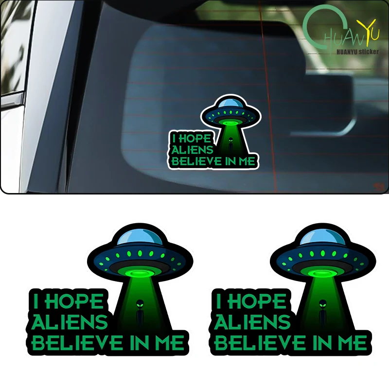 Kreative und stilvolle Alien-inspirierte Auto und Motorrad Laptop Cup Helm Fenster Aufkleber Aufkleber-lassen Aliens an mich glauben-