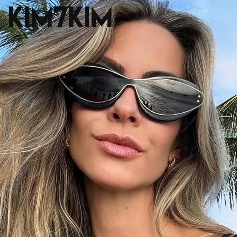 Sexy Cat Eye Y2K Punk Sunglasses Women 2025 Luxury Brand Fashion One-Piece Sun Glasses Vintage Shield UV400 Eyewear For Ladies