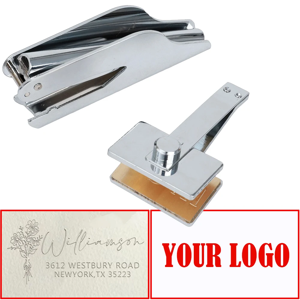 

Personalized Embosser Rectangle Silver Clip Hand-Held Embossing Stamp Custom Address Text Stamps for Diy Library Book Decor