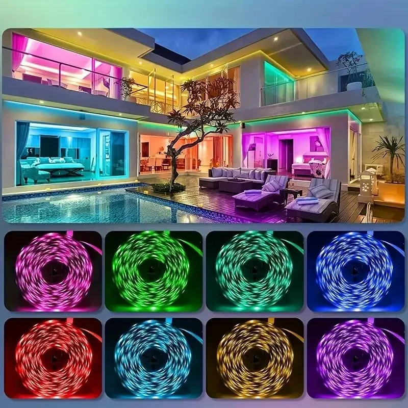 10M/15M/20M 2835 LED Strip Lights RGB 5V USB 24Keys Remote Control TV Backlight  Led Flexible Ribbon Diode Tape for Home Room