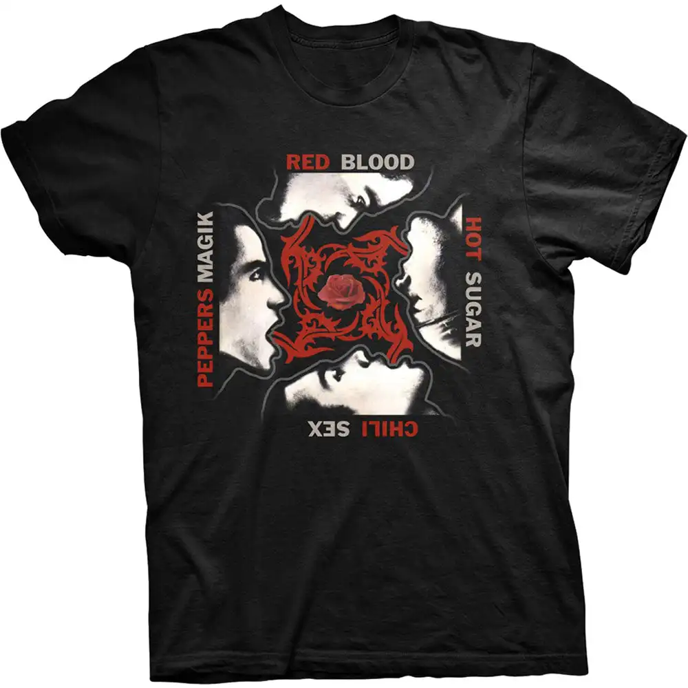 Camiseta da banda Blood Sugar Red Hot Chili Peppers, 100% algodão, camiseta gráfica masculina e feminina, verão, streetwear, top