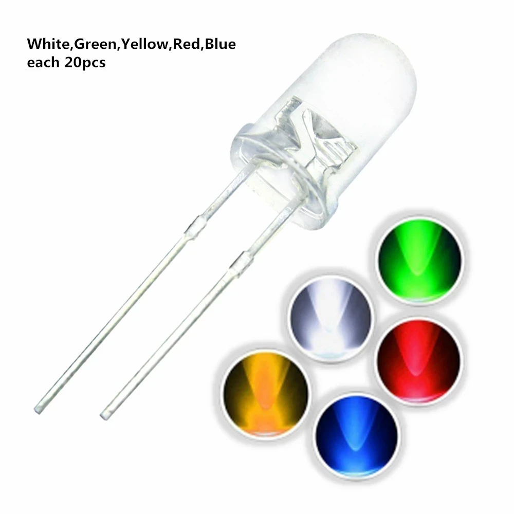 100 قطعة 5 مللي متر أضواء LED في الهواء الطلق حجب ديود عدة أساور صانع 5 مللي متر متنوعة أبيض أخضر أحمر انبعاث تشكيلة جسر لمبات #3