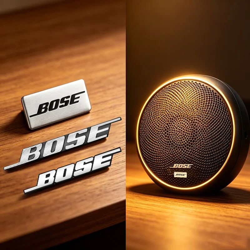 4/8Pcs 3D Aluminum Car Audio Badges Decals Car Audio Speaker Stereo Emblem 3D Metal Sticker,Center Console Decorative stickers