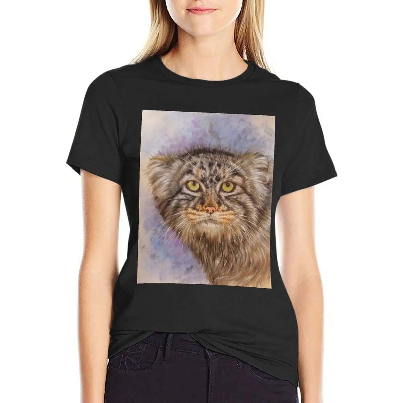 

Berry's Pallas' Cat T-Shirt animal prinfor summer top cute tops tops korean Women's clothes