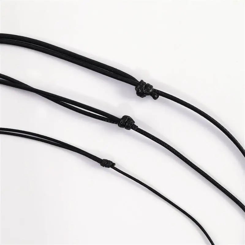 10/50pcs Black Genuine Leather Cord Neclace Sliding Knot Adjustable Long Choker Necklaces for DIY Necklace Jewelry