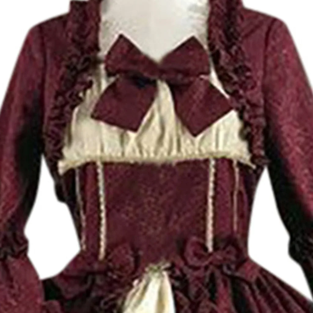 Women Vintage Palace Lolita Dress Sweet Princess Square Collar Lace Bowknot High Waist Long Victorian Gothic Dress Girl