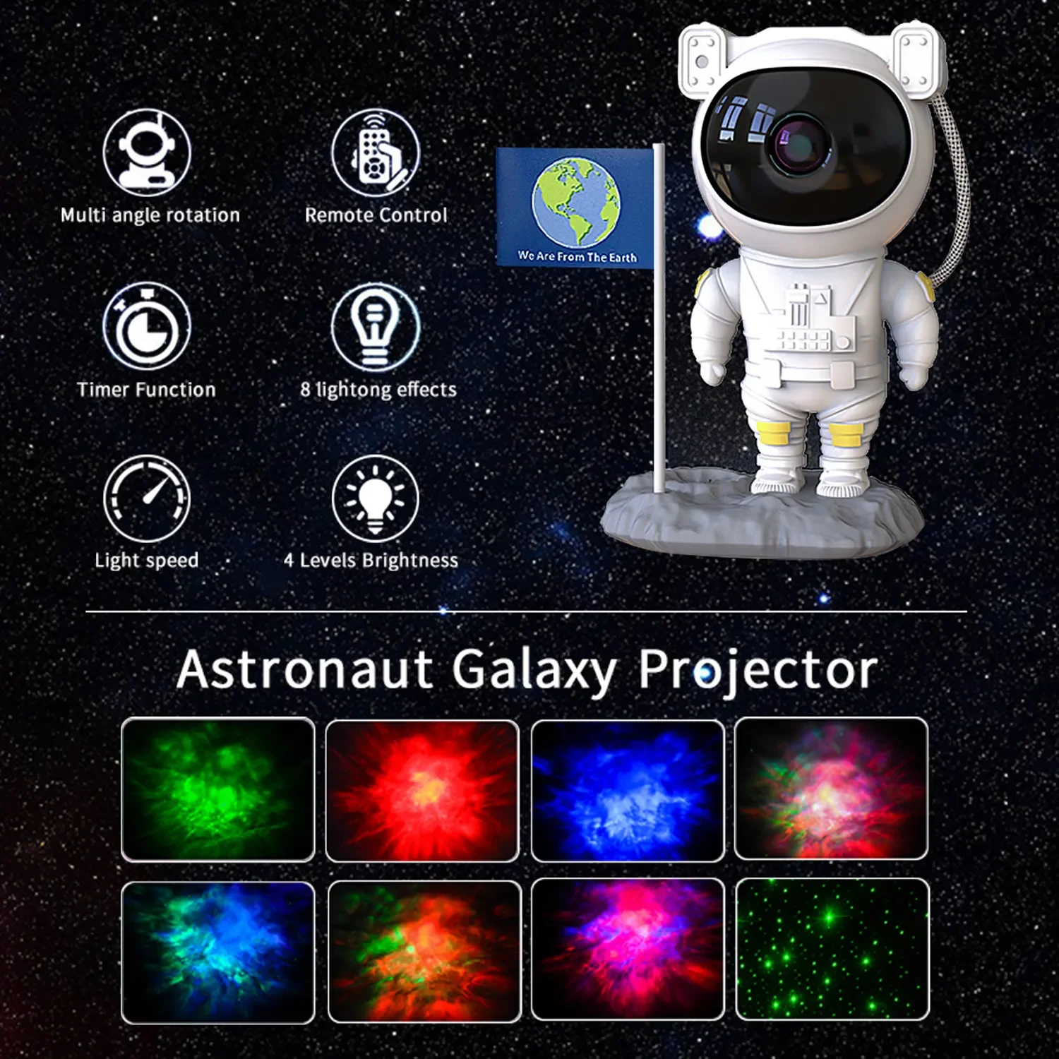 Bluetooth Speakers With Powerful Sound Astronaut Shape Galaxy Star Projector Light Christmas Birthday Gift for Men Women Friend