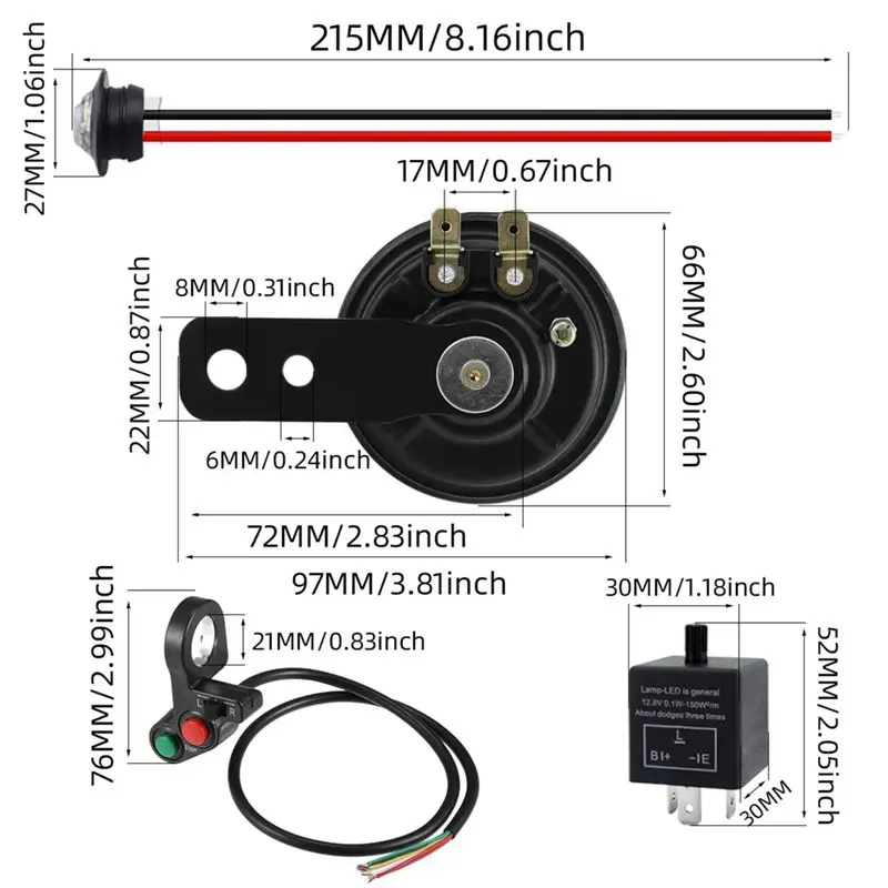 NEW HOT In Stock-Universal Motorcycle Turn Signal Light LED Kit With Horn Turn Signal Headlight Horn 3-Pin Relay For ATV UTV