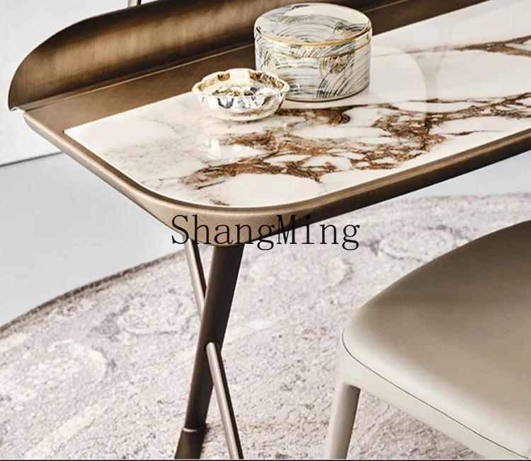 SM light luxury minimalist dresser rock slab dressing table bedroom high-end dressing table desk