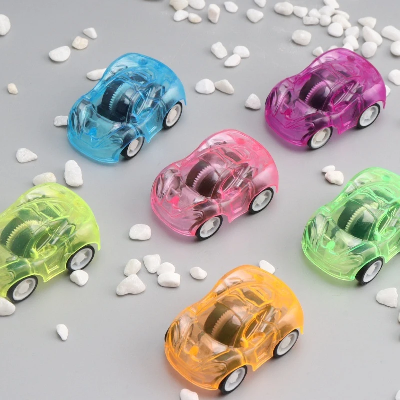 Transparent Rebound Car Small Car Inertia Toy Car Children'S Gift Mini Color Cartoon Pull Back Car Theme Product Creative Gifts