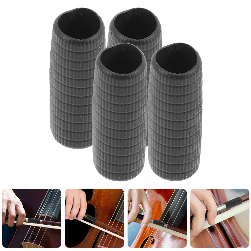 

4Pcs Violin Bow Protector Sleeves Premium Rubber Grip Skin Improves Handling Precision Fits Standard Bows Quick Replace Old Worn