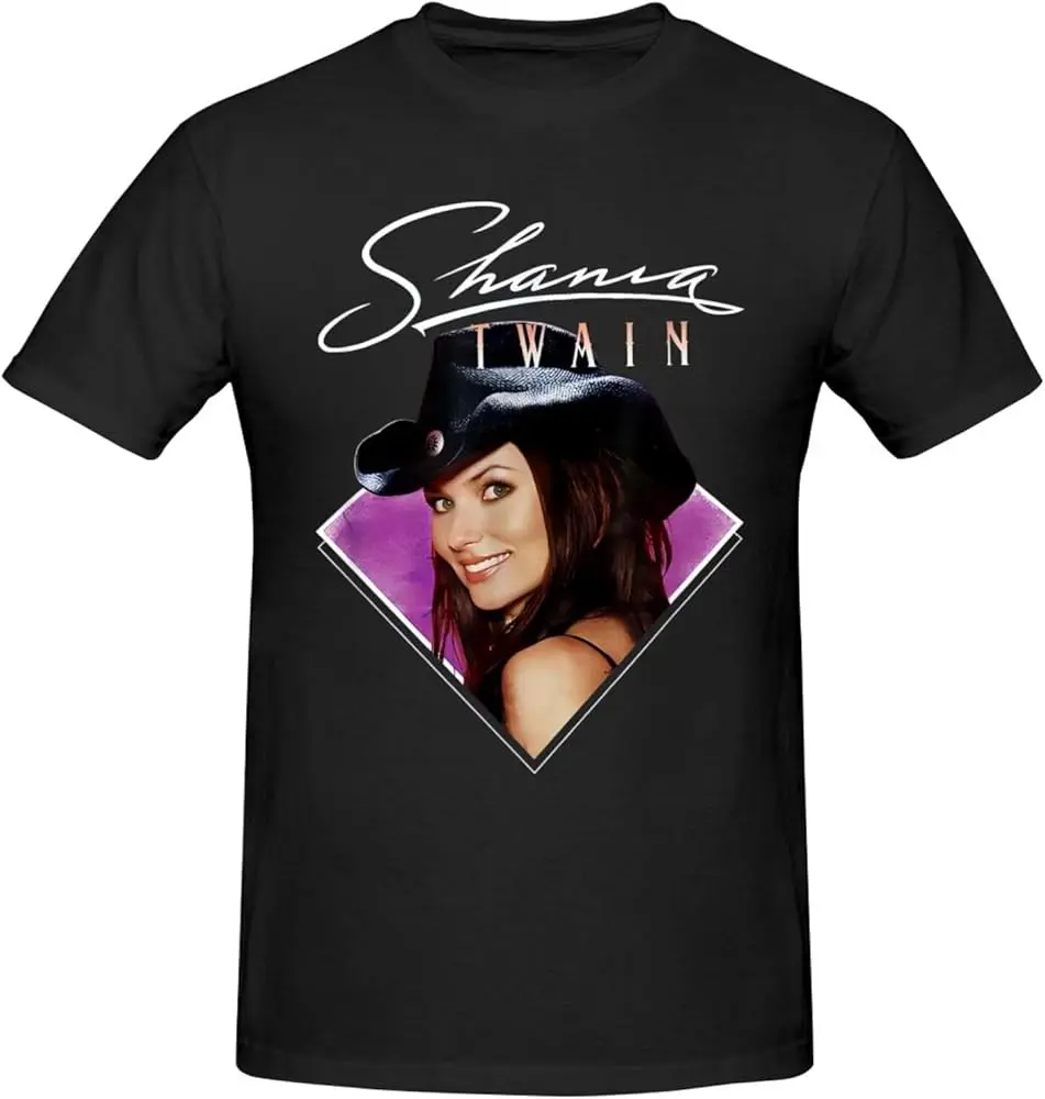 Shania Music Twain T-Shirt Short Crew Neck Sleeve Soft Basic Classic Fashion Casual Printing Black