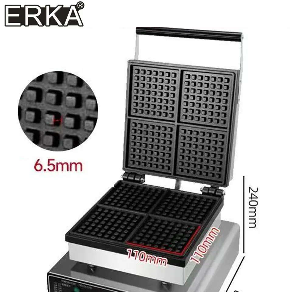 Waffle maker, commercial four-grid square waffle iron, electric pancake maker, grid cake maker, coffee shop, pancake maker