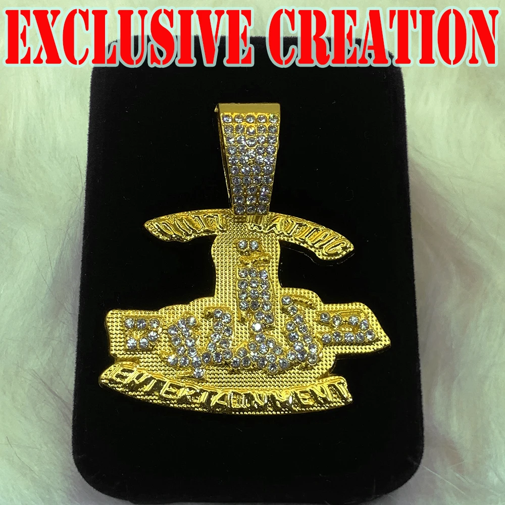 Newly customized street culture decoration necklace, diamond inlaid exquisite pendant, hand plated 18K gold, trendy hip-hop