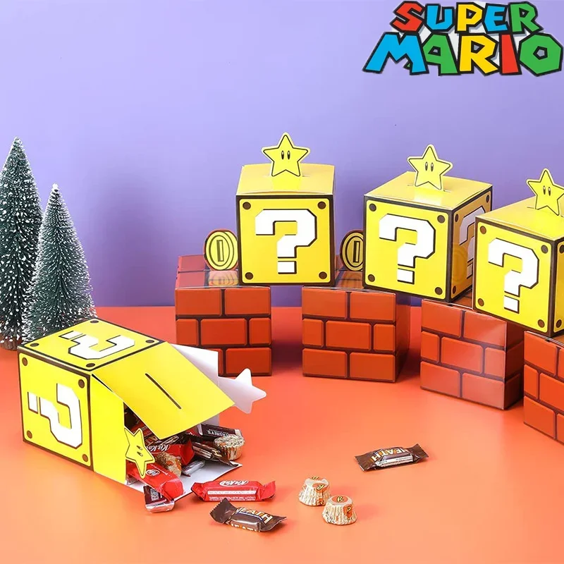 Super Mario Bros Party Candy Gift Box, Caixas De Presente De Natal Bonito, Decoração De Festa De Aniversário, Saco De Presente De Crianças, Surpresa Do Estudante