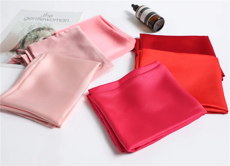 Roter, einfarbiger, langer Seidenschal für Damen, Haarschals, Seidensatin-Halstuch für Frauen, 14*145CM, Stirnbänder, schlichtes Taschenband, Damen-Accessoire – Detail 1