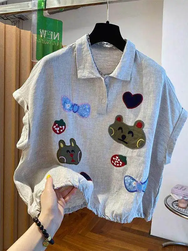 

Летняя повседневная футболка унисекс больших размеров с мультяшным принтом на подоле, дышащая, с коротким рукавом, молодежная модная новинка