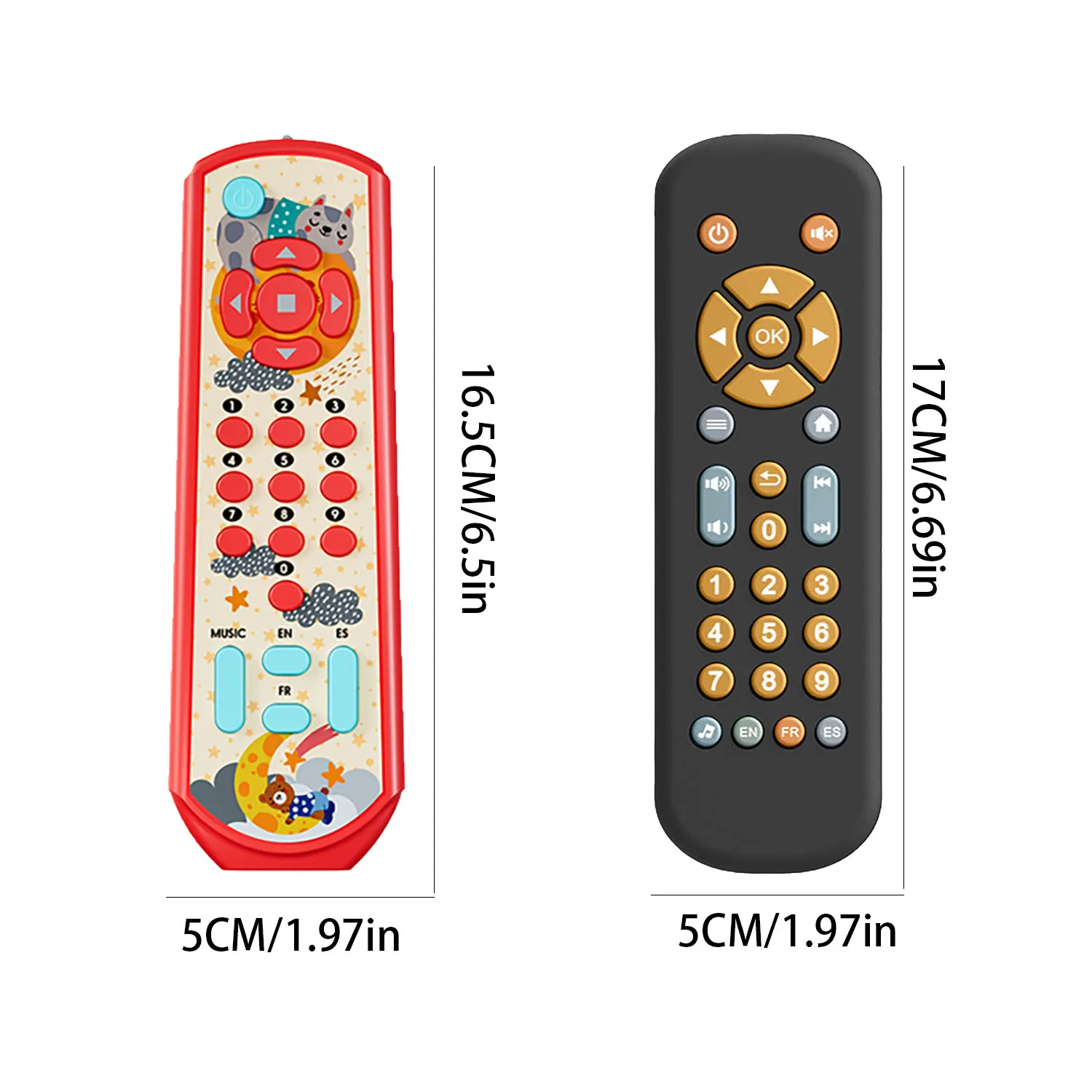 Children's simulation remote control with lighting and music, multi-functional play toy for early childhood foreign language edu