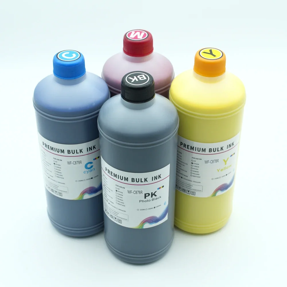 4 Colors 1000ML High Speed Pigment Ink For Epson WorkForce WF-C878R WF-C879R C878R C879R Printer Vivid Color Ink