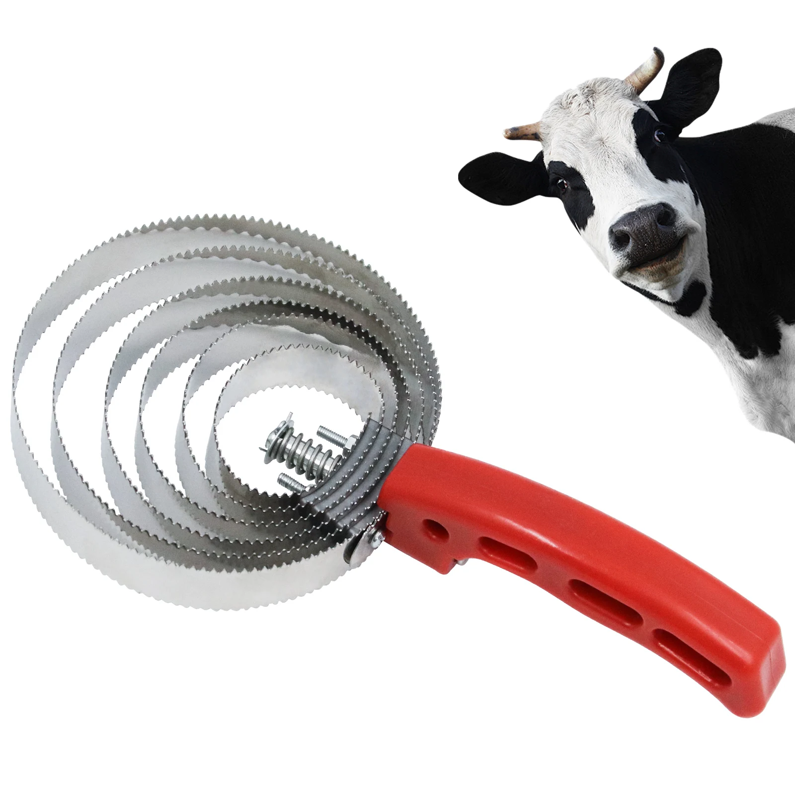 6-خواتم الفولاذ المقاوم للصدأ مشط الكاري مع المطاط المضادة للانزلاق قبضة متعددة الوظائف فرشاة الكاري الاستمالة للحصان الماشية الأغنام البقرة