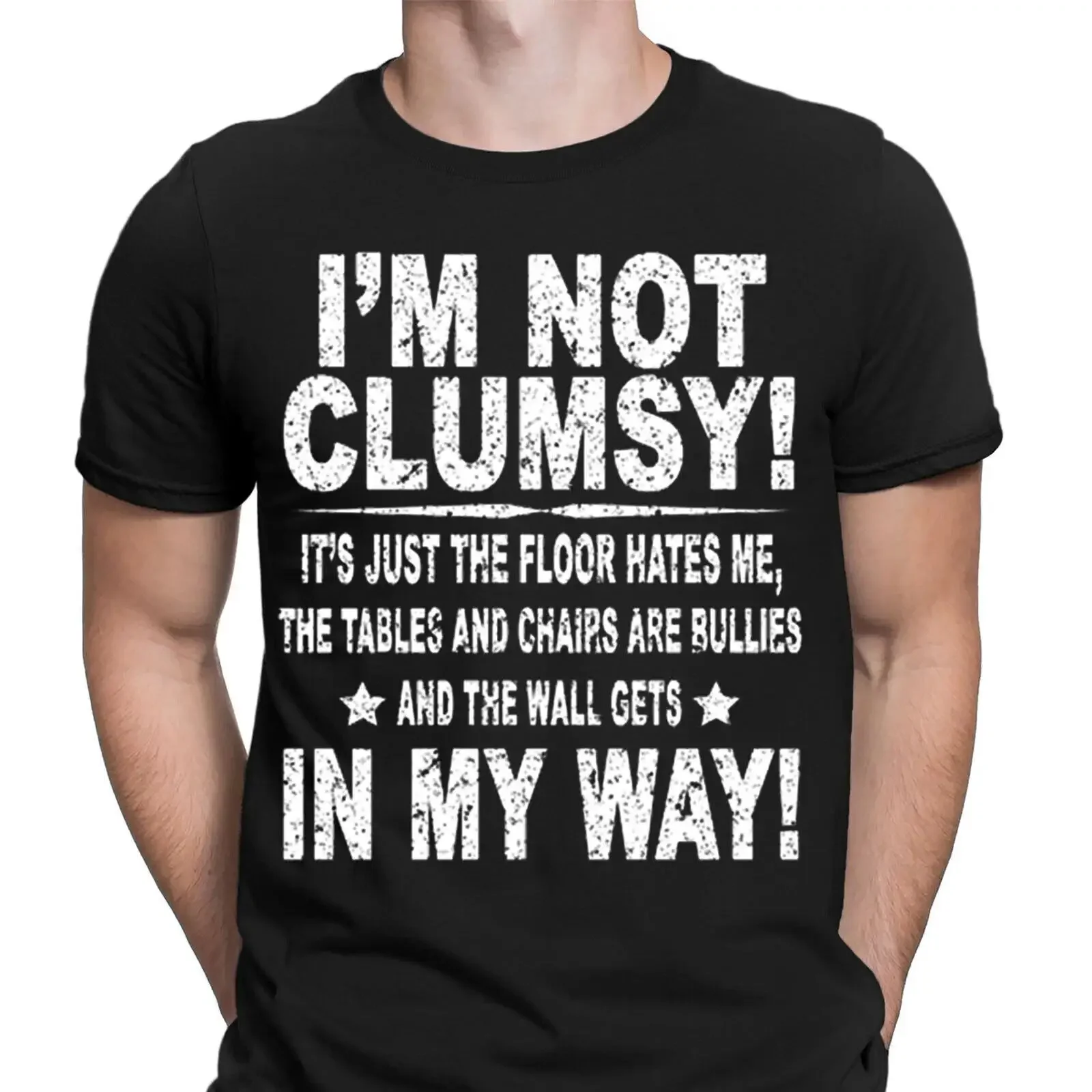 I'm not clumsy funny sarcastic rude witty humorous novelty men's t shirts tee top NED vintage Washed Comfortable streetwear