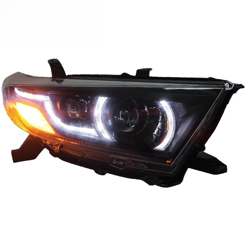 Suitable for Toyota Highlander LED Lens Headlight Assembly 12-14 Models Modified Daytime Running Lights Flowing Turn Signals