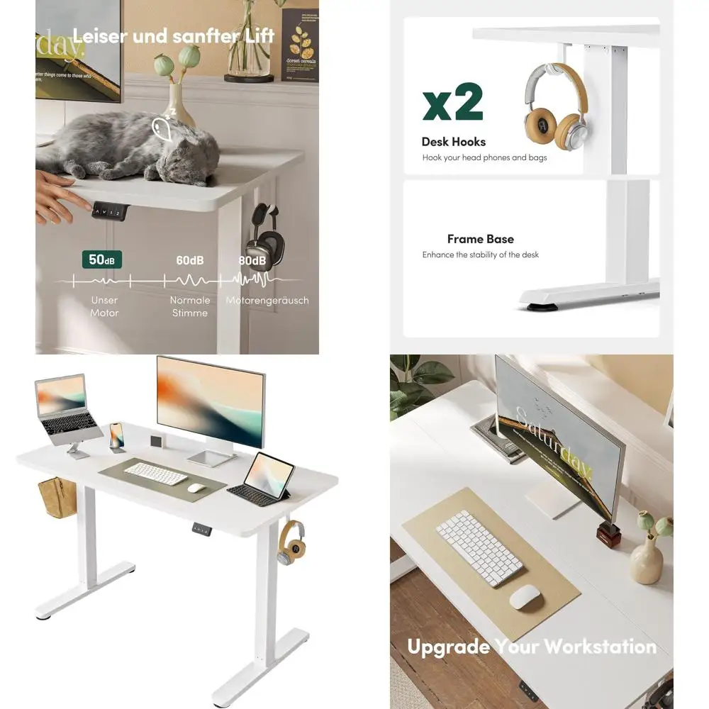 White 40x24 Adjustable Height Desk, Standing Desk Converter for Home Office, Ergonomic Computer Desk