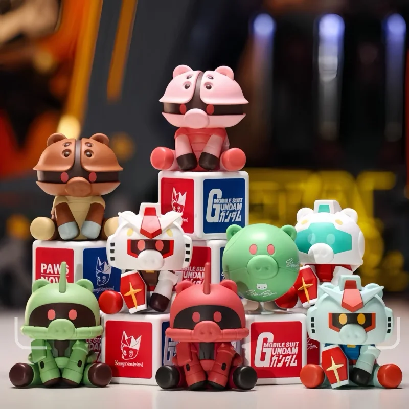 

New Bandai Original Gundam Samsam Gundam-Play Series Trendy Blind Box Toy Pig Nose Collectible Figure Desktop Ornament Anime Toy