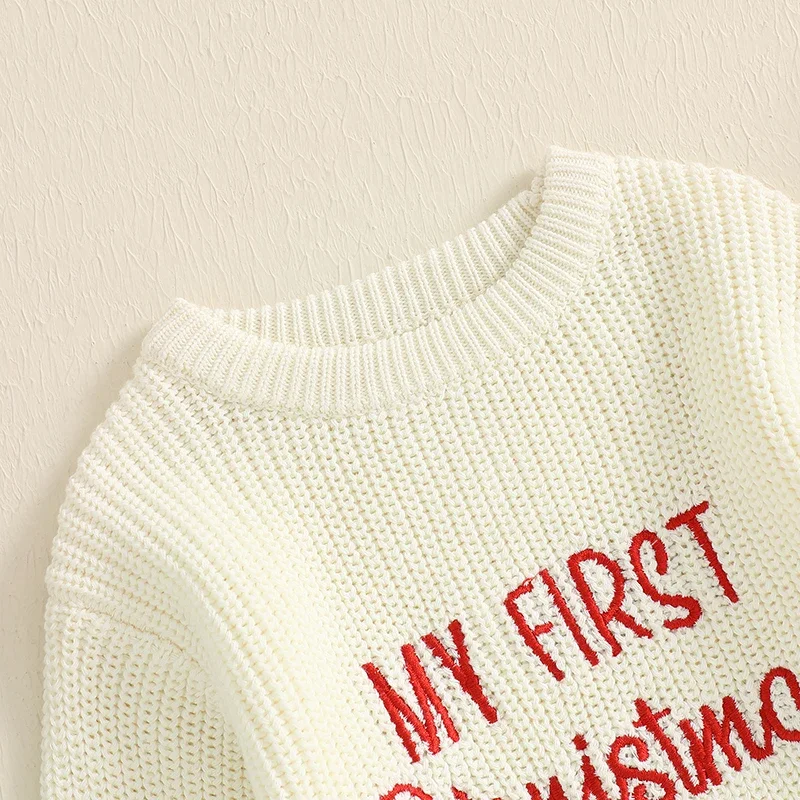 Baby Boy Girl Sweater Knit Rompers Christmas Long Sleeve O Neck Letter Embroidery Baby Clothing Jumpsuits Newborn Baby Clothes