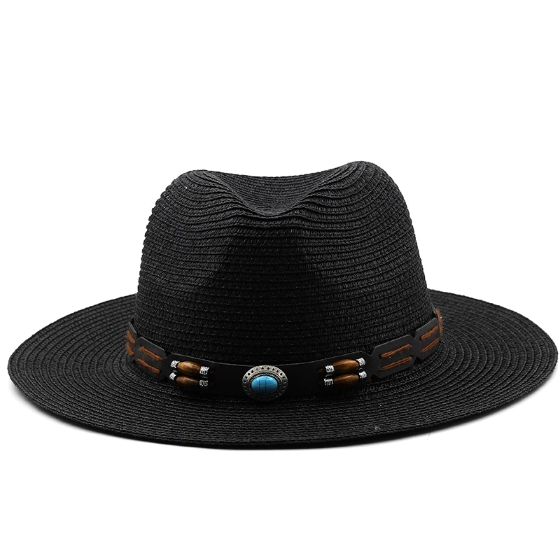 Large Size Panama Hats Lady Beach Parent-child Wide Brim Straw Hat Man Summer Sun Cap Plus Size Fedora Hat 54cm 56-58cm 59-61cm